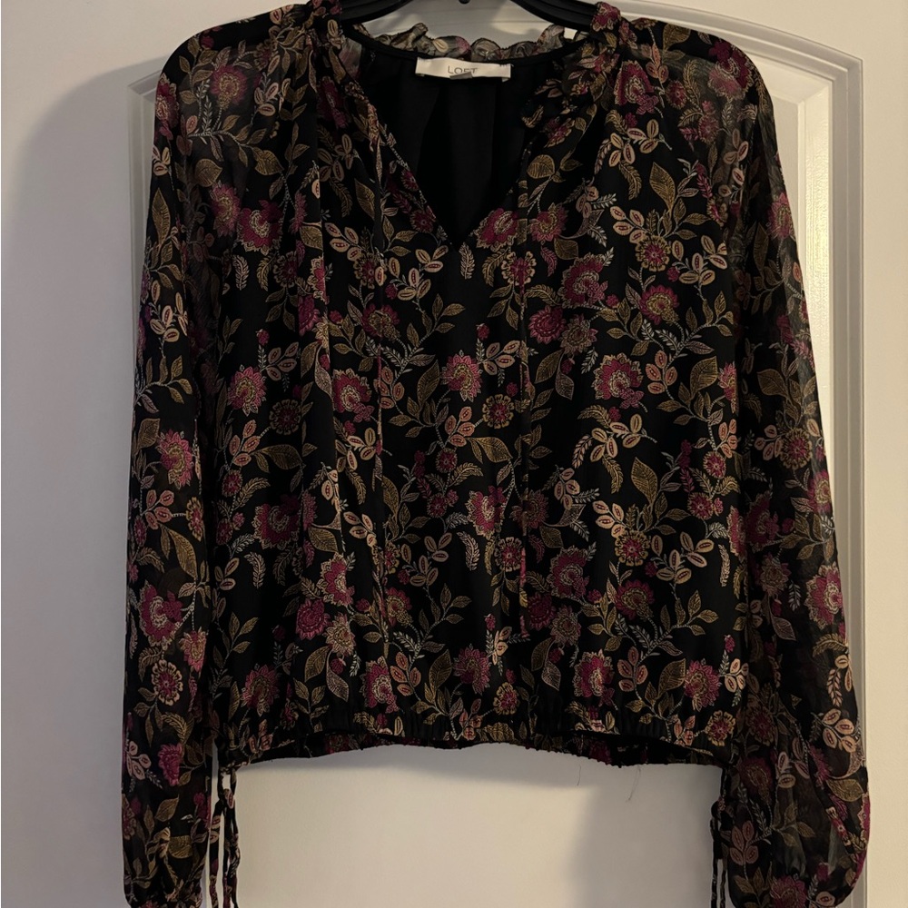 Loft tie-hem floral blouse